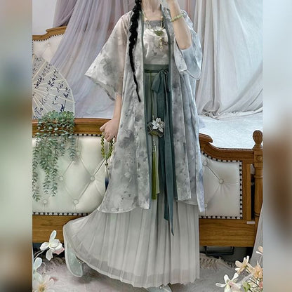 Flower Hanfu Jacket / Camisole Top / Maxi Skirt / Set SpreePicky