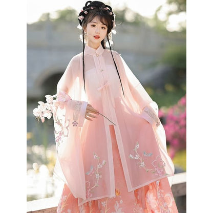 Flower Hanfu Jacket / Camisole Top / Maxi Skirt / Scarf / Set SpreePicky