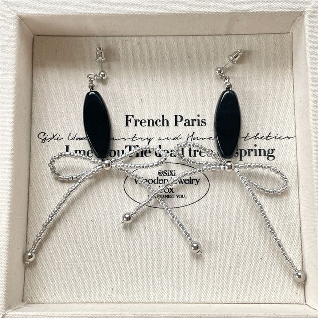 Drop Necklace / Earring Beaded Bow FashionChic