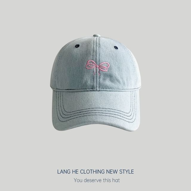 Bow Embroidered Denim Baseball Cap SpreePicky