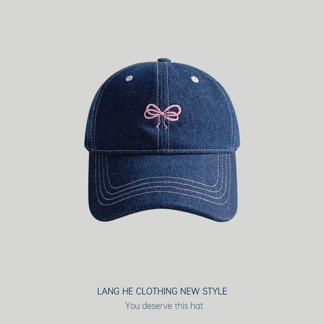 Bow Embroidered Denim Baseball Cap SpreePicky