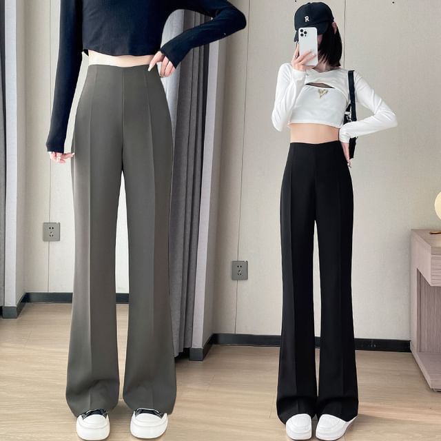 High Waist Plain Bootcut Dress Pants SpreePicky