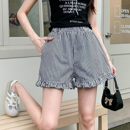 High Waist Striped Wide Leg Shorts mySite