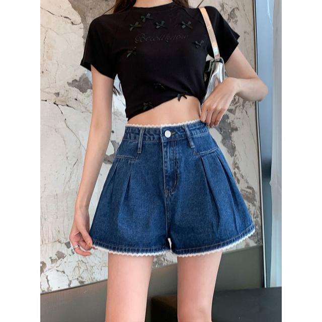 High Waist Wide Leg Denim Shorts mySite