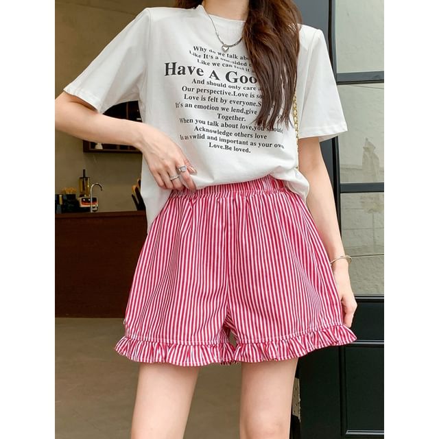 High Waist Striped Wide Leg Shorts mySite