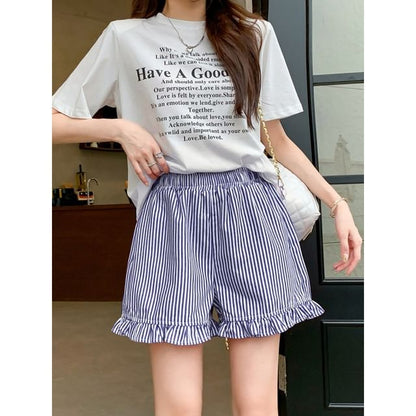 High Waist Striped Wide Leg Shorts mySite