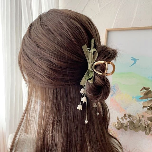 Floral Ribbon Hair Claw Clip SpreePicky