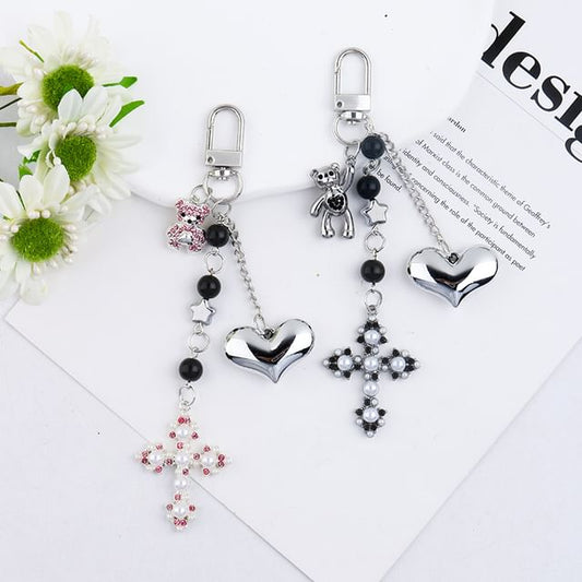 Heart Bear Cross Alloy Bag Charm Keyring Phone (Various Designs) SpreePicky