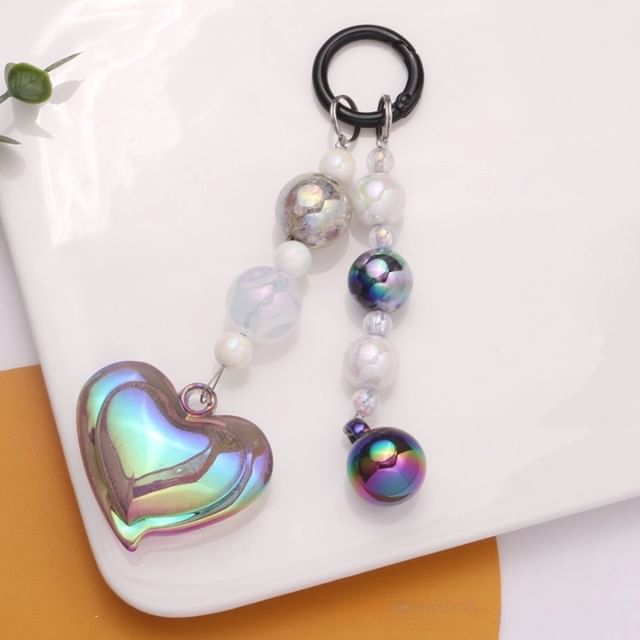 Heart Bead Acrylic Bag Charm Keyring Phone SpreePicky