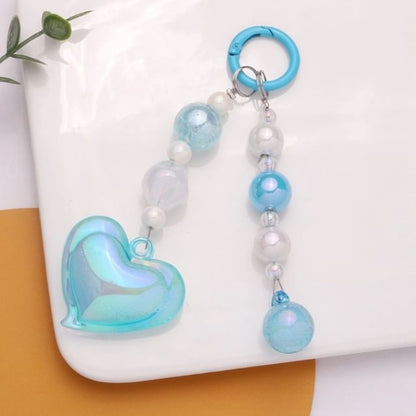 Heart Bead Acrylic Bag Charm Keyring Phone SpreePicky