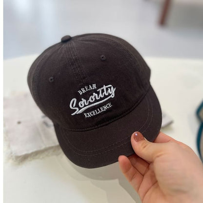 Lettering Embroidered Short Brim Cap SpreePicky