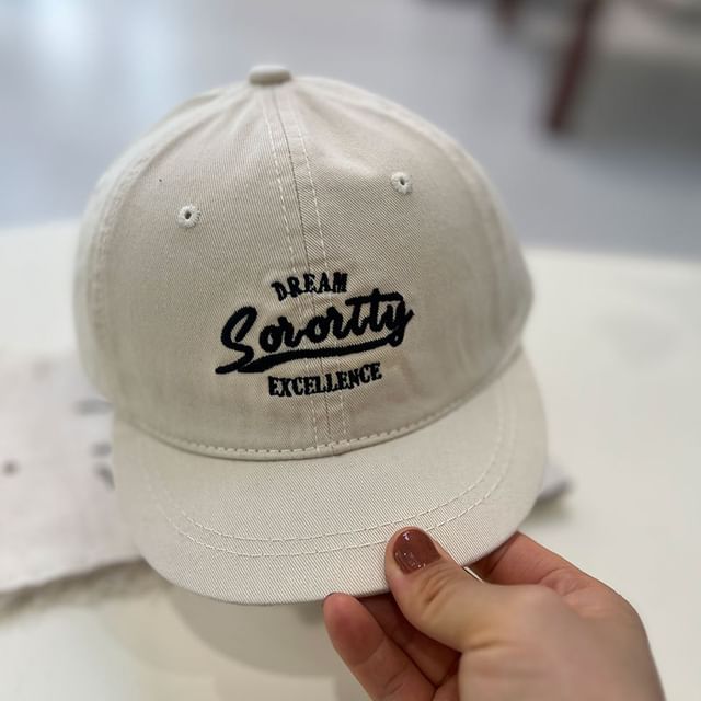 Lettering Embroidered Short Brim Cap SpreePicky