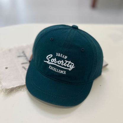 Lettering Embroidered Short Brim Cap SpreePicky