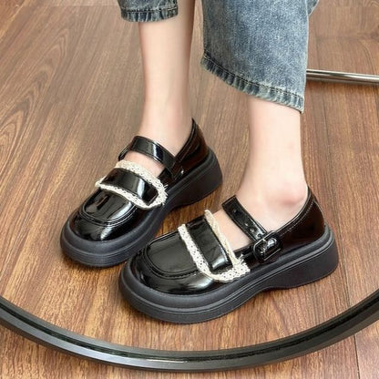 Lace Trim Platform Loafers SpreePicky