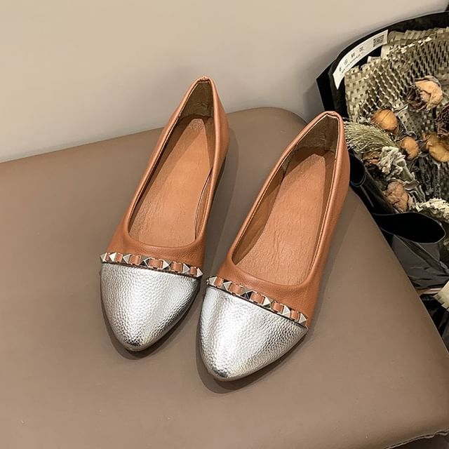 Cap Toe Studded Flats SpreePicky