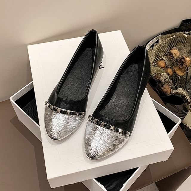 Cap Toe Studded Flats SpreePicky