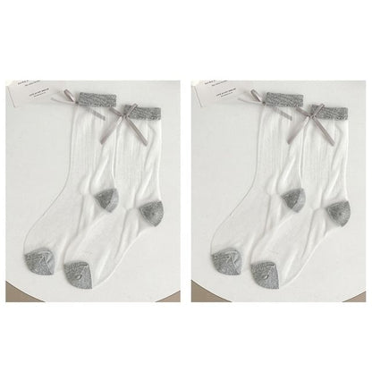 Bow Accent Mesh Socks Set SpreePicky