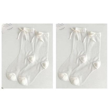 Bow Accent Mesh Socks Set SpreePicky