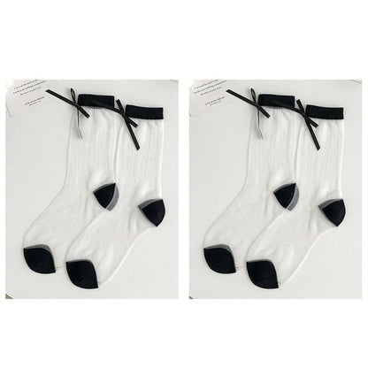 Bow Accent Mesh Socks Set SpreePicky