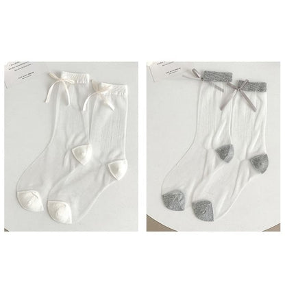 Bow Accent Mesh Socks Set SpreePicky