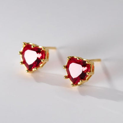 925 Sterling Silver Rhinestone Heart Stud Earring SpreePicky