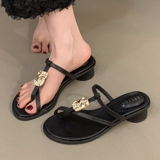 Round Heel Thong Sandals SpreePicky