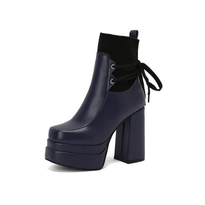 Platform Chunky Heel Short Boots SpreePicky