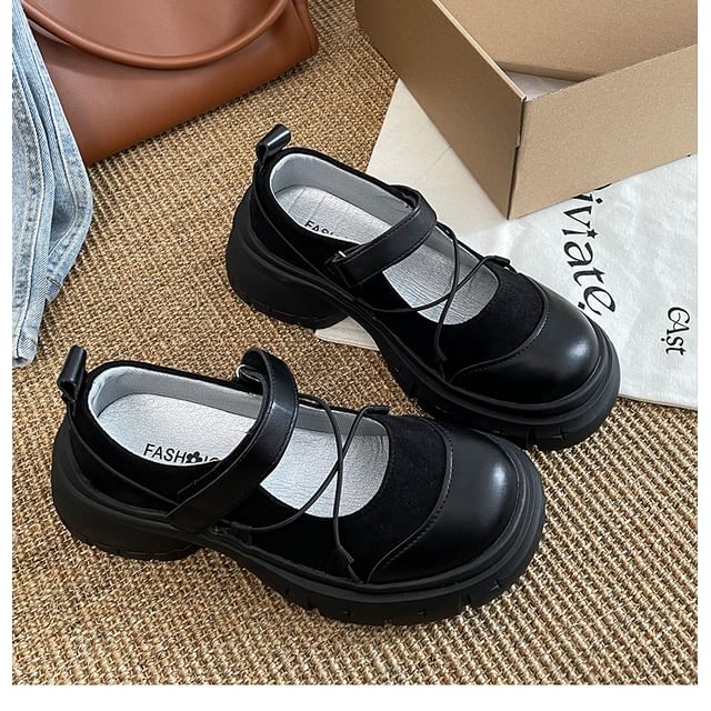 Adhesive-Strap Platform Mary Jane Shoes SpreePicky