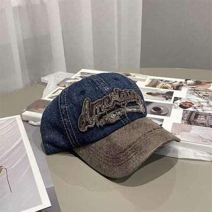 Lettering Denim Baseball Cap SpreePicky