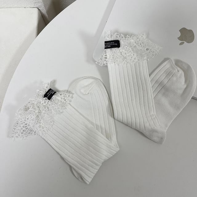 Applique Lace Trim Socks SpreePicky