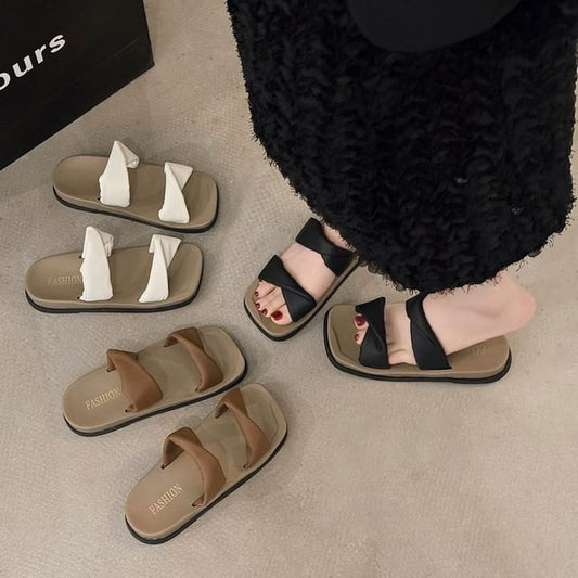 Plain Twist Slide Sandals mySite