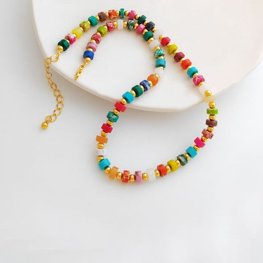 Rainbow Bead Necklace SpreePicky