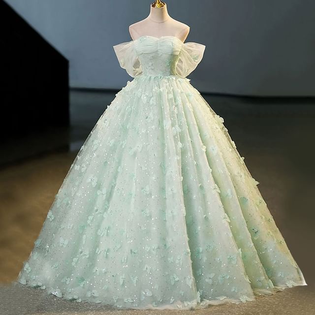 Off Shoulder Butterfly A-Line Evening Dress FashionChic