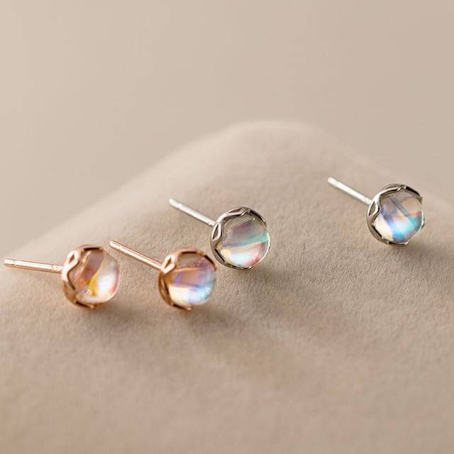 925 Sterling Silver Faux Moonstone Stud Earring SpreePicky