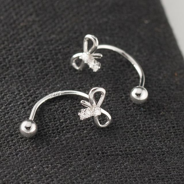 925 Sterling Silver Rhinestone Bow Ear Jacket SpreePicky