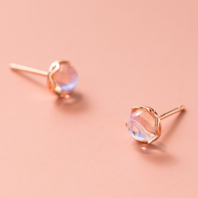 925 Sterling Silver Faux Moonstone Stud Earring SpreePicky