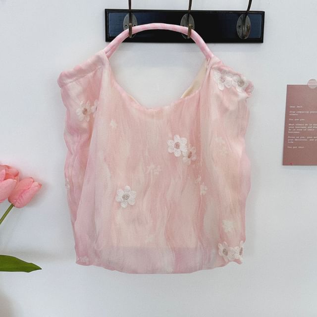 Flower Embroidered Shopper Bag SpreePicky