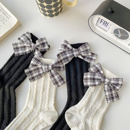 Plaid Bow Socks Set SpreePicky