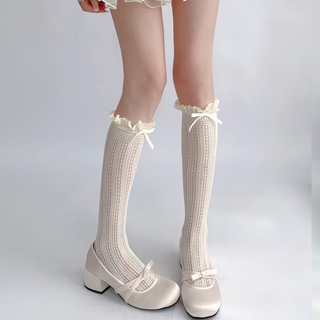 Ruffle Trimmed Knee High Socks Set SpreePicky