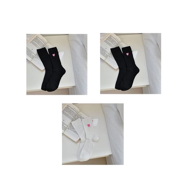 Heart Embroidered Cotton Socks Set SpreePicky