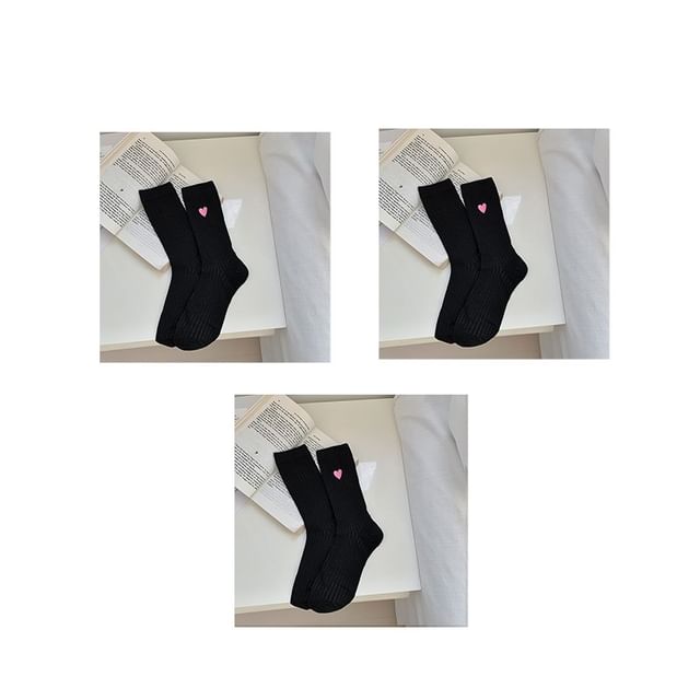 Heart Embroidered Cotton Socks Set SpreePicky