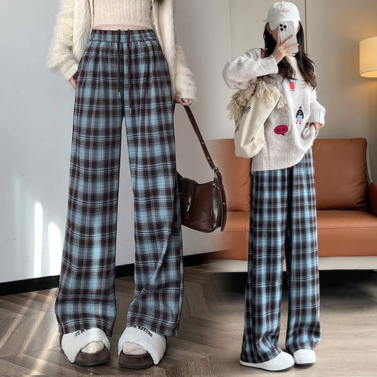 High Rise Plaid Wide Leg Pants (Various Designs) mySite