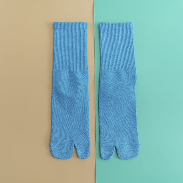 Plain Ribbed Split-Toe Socks SpreePicky