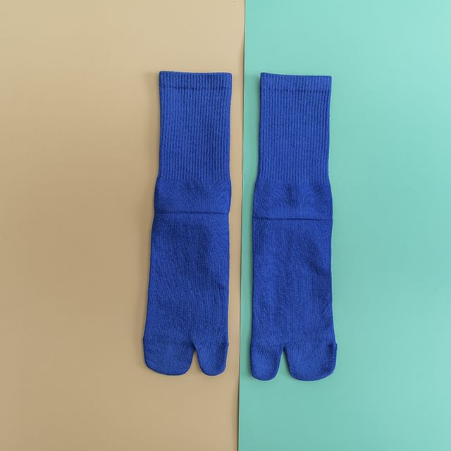 Plain Ribbed Split-Toe Socks SpreePicky