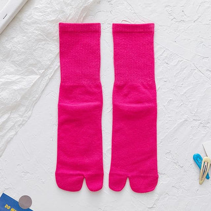 Plain Ribbed Split-Toe Socks SpreePicky