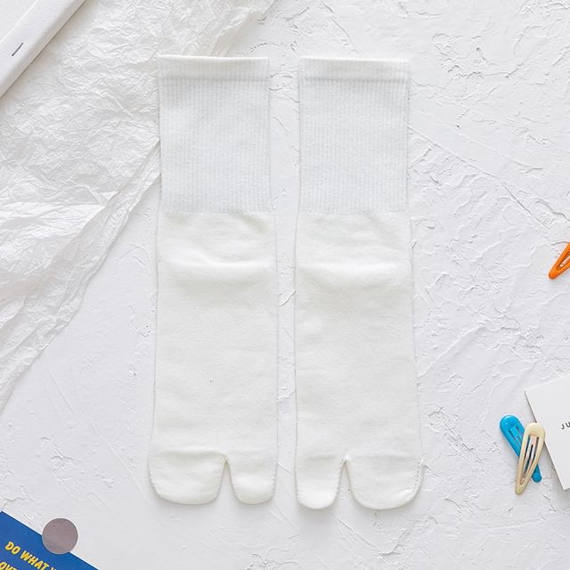 Plain Ribbed Split-Toe Socks SpreePicky