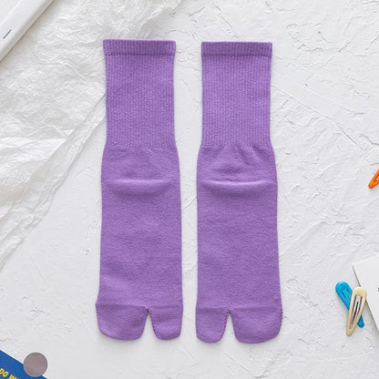 Plain Ribbed Split-Toe Socks SpreePicky