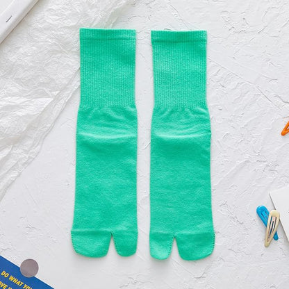 Plain Ribbed Split-Toe Socks SpreePicky