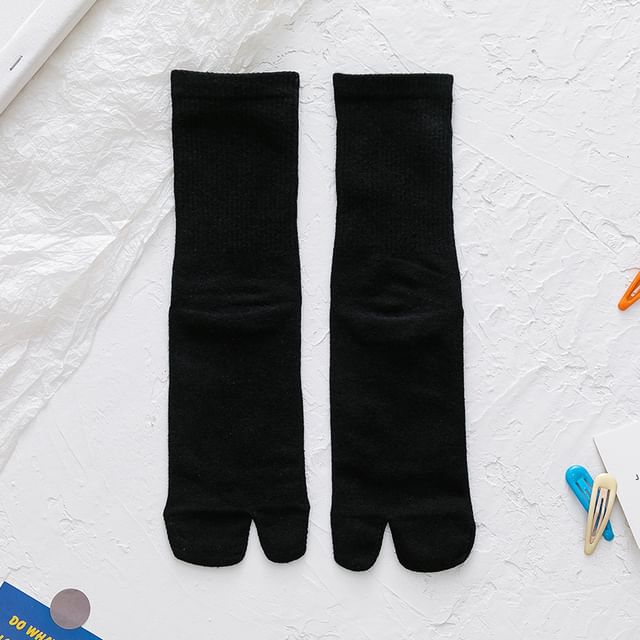 Plain Ribbed Split-Toe Socks SpreePicky