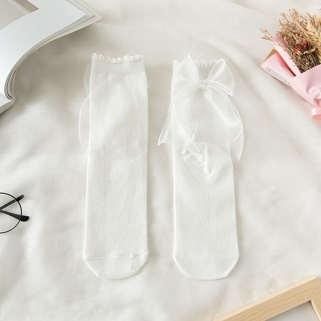 Plain Mesh Bow Back Socks SpreePicky